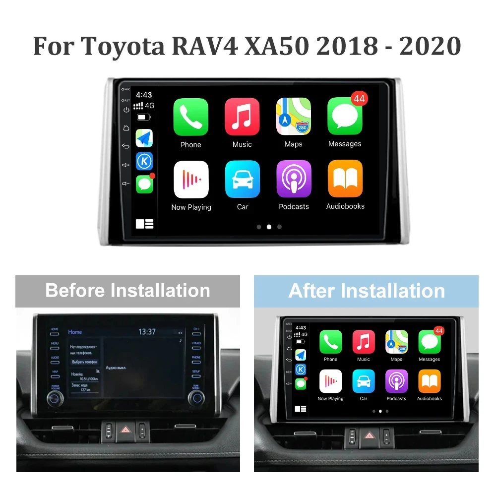 Wireless Carplay For Toyota RAV4 XA50 2018-2020 Audio Stereo Android 13 Car Radio Multimedia GPS Navigation WIFI 4G Auto Screen