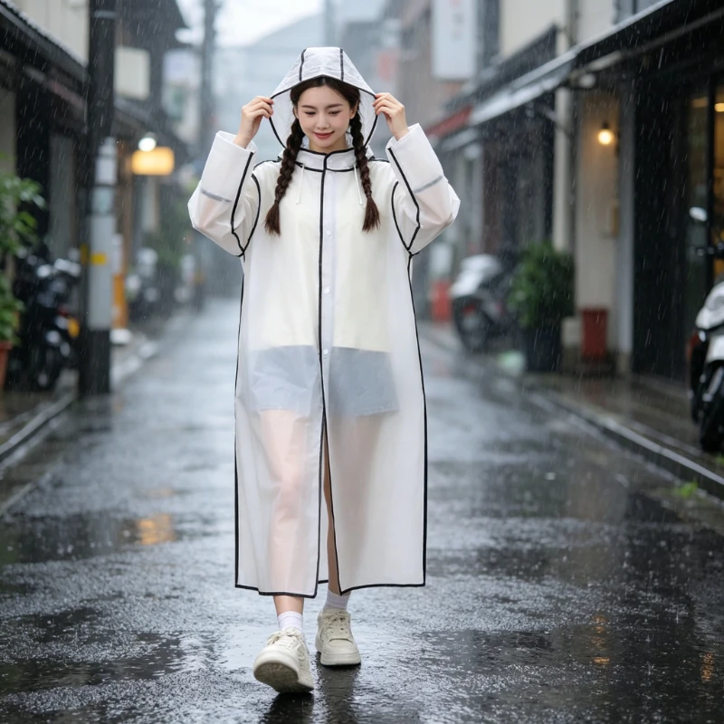 Adults' Long Full-Body Rain Poncho, Waterproof Raincoat for Men & Women, Ideal for Electric Bike Commuting & Hiking