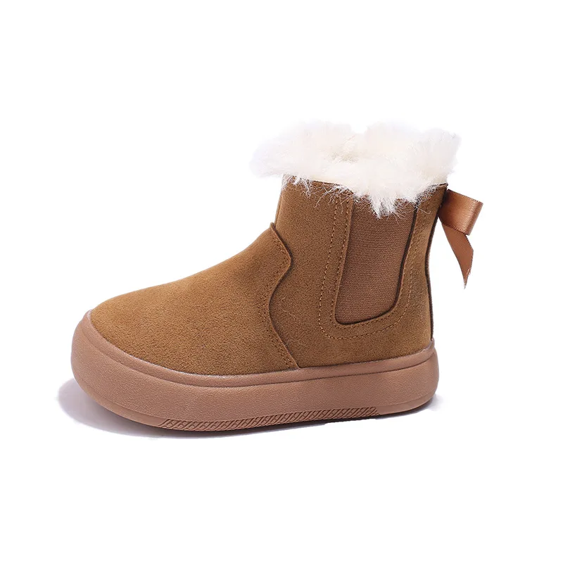 Children Snow Boots Girls Thick Cotton Warm Plush Winter Boots Boys Non-slip Soft Sole Solid Casual Shoes Size 24-33