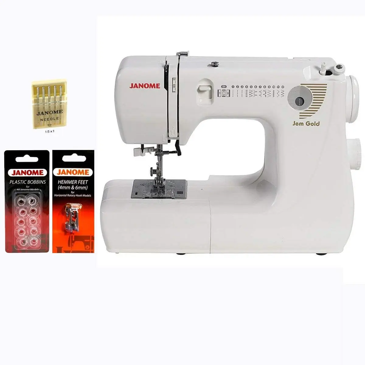 Jem Gold 660 Sewing Machine W/3-Piece Bonus Kit