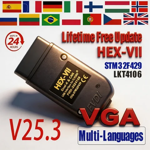 Newest VCDS-can Unlimited VINs Auto Scan com HEX Real V2 Diagnostic Tools VAG Coding COM STM32F429 V25.3  For VW AUDI Skoda Seat