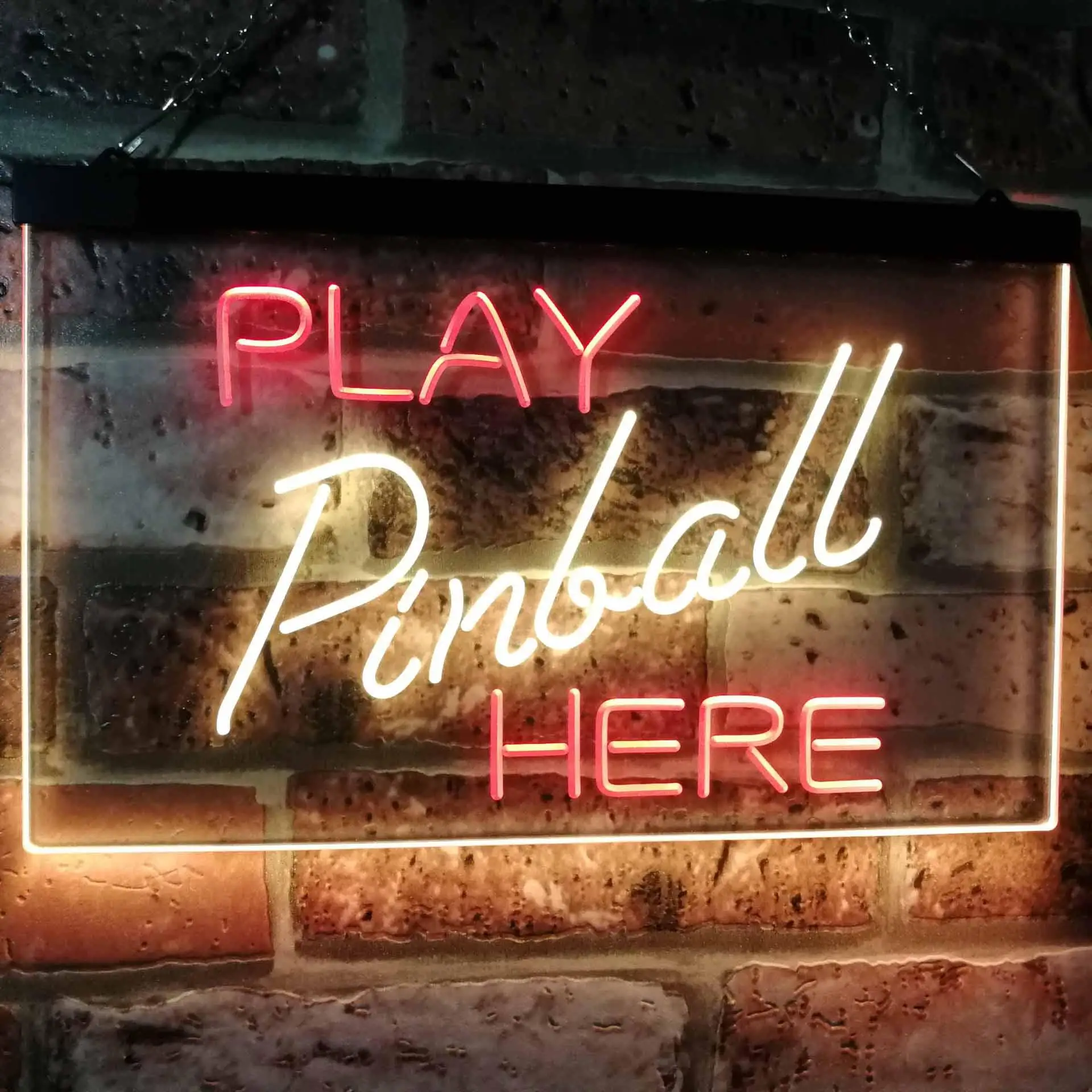 Play Pinball Here Game Room Dual Color Led Neon Sign st6-i2619
