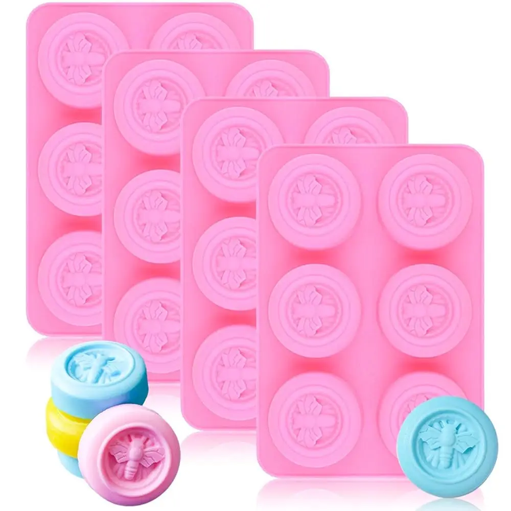 

Набор из 4 силиконовых форм в виде пчел, круглые формы для мыла в виде пчел, для изготовления мыла, бомбочек для ванн, пчелиного воска, желе, лосьон-бара, домашнего изготовления