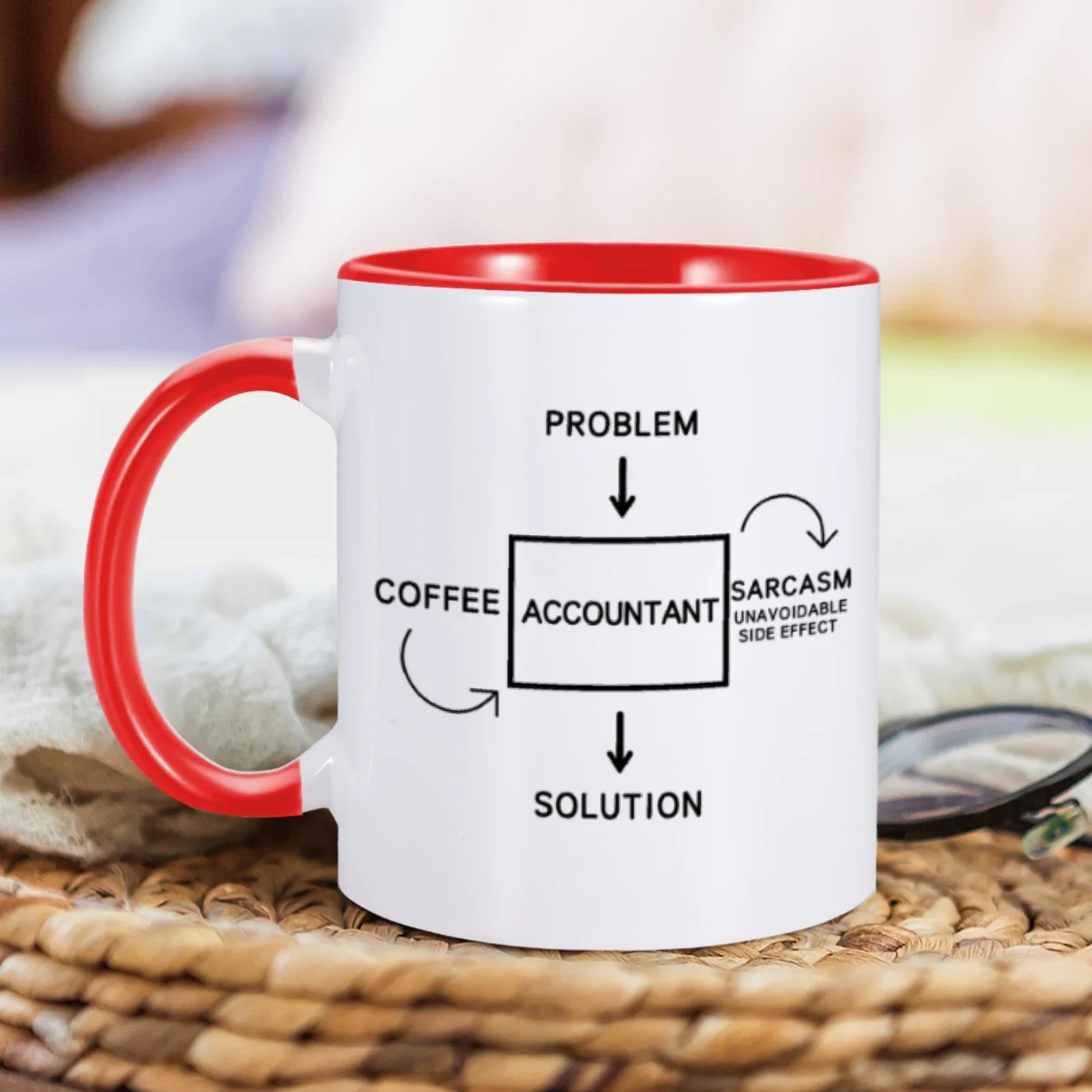 Accountant Mug Sarcastic Problem and Solution CPA Gift Office Coffee Mugs for Coworker Friend Novelty Drinkware Ceramic Cup