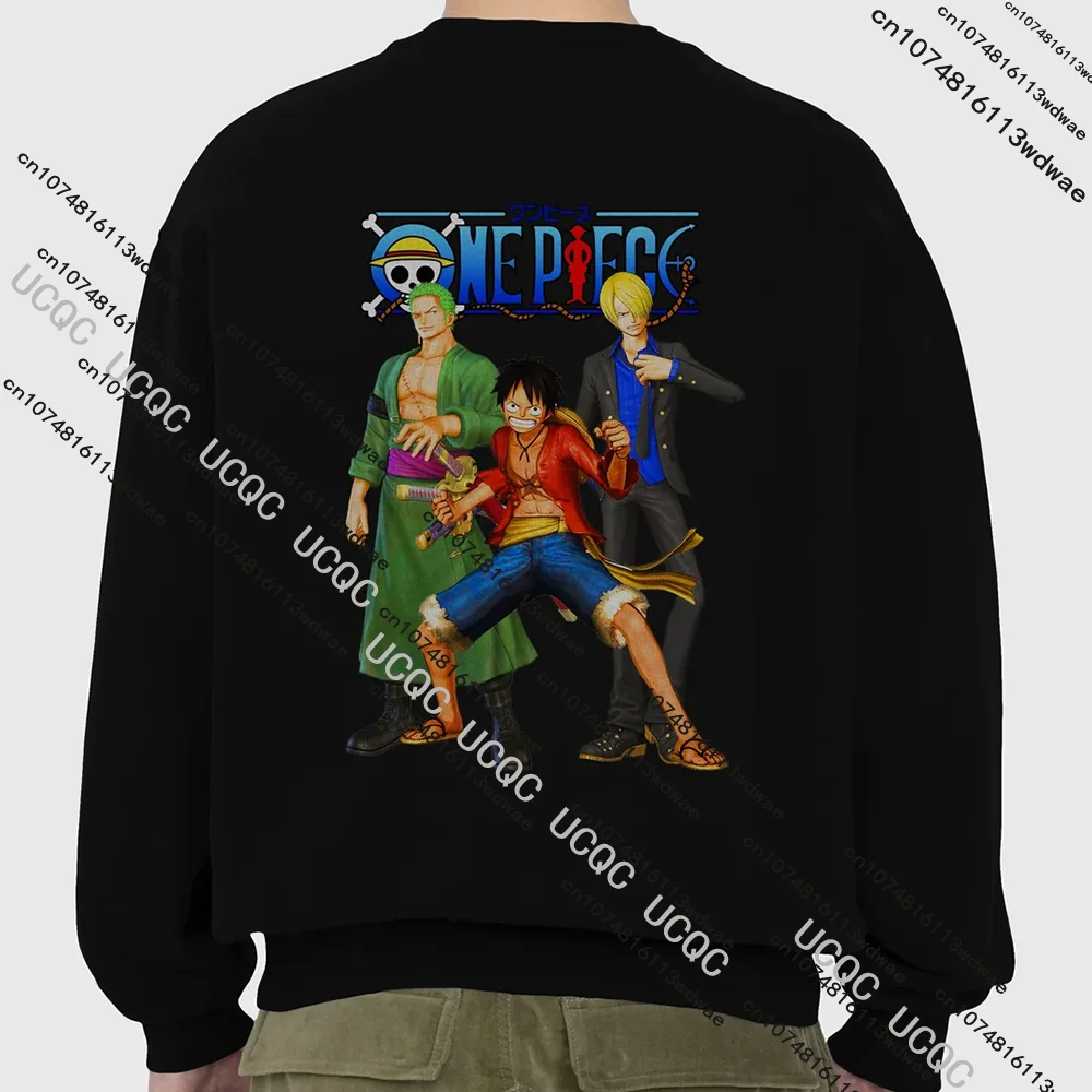 

New Luffy Zoro Anime Oversize Sweatshirt Men's & Women's One Piece Cotton Round Neck Pullover Keep Warm Autumn and Winter Hoodie
