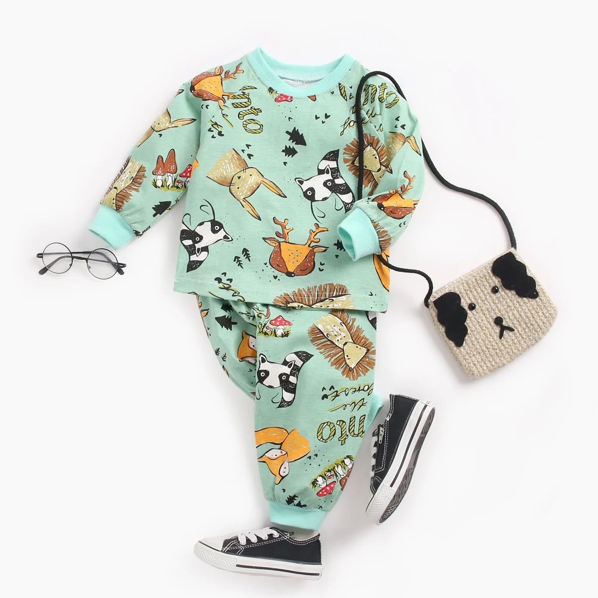 Sanlutoz Unisex Newborn Baby Boys Girls Clothing Sets Cotton Long Sleeve Tops + Pants 2Pcs Animals Pajamas