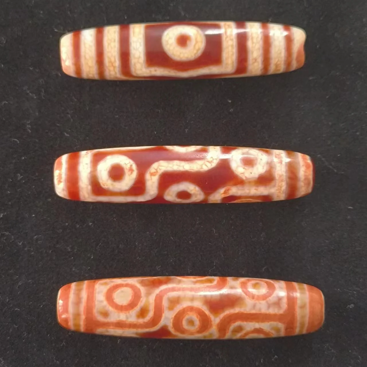 1pcs/lot Natural Ancient Agate Dzi Thousand-year-old beads Three eyes nine eyes calcification dark red gorgeous rare collect diy