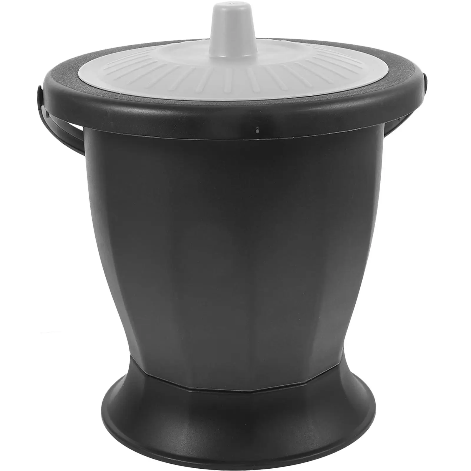 ポータブル大人用小便器つばき高齢者妊娠中のプラスチックトイレポット蓋ハンドル寝室用ブラックグレーカラーチャンバーポット