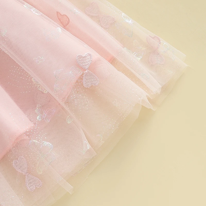 

Little Girl Floral Print Sleeveless Square Neck Ruffle Tulle Dress Princess Party Dress Kid Butterfly Dress