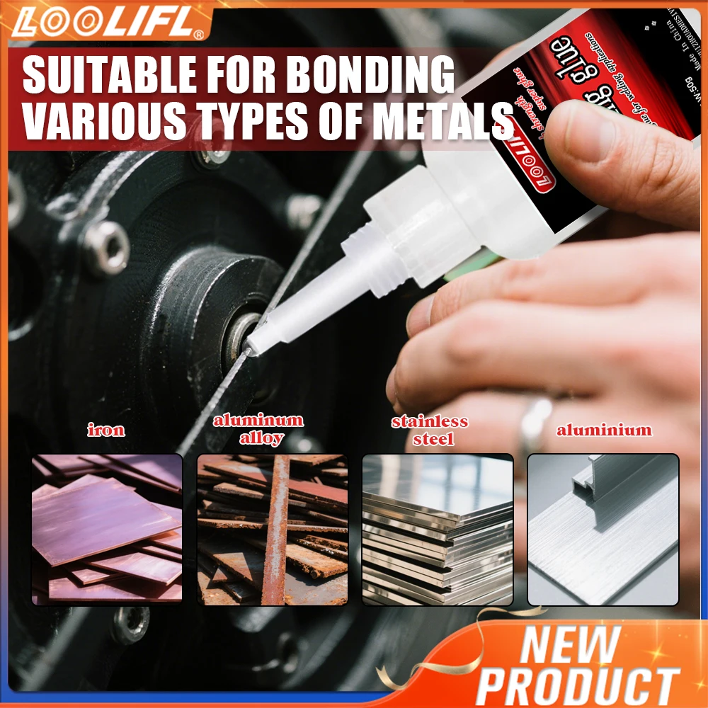 LOOLIFL 50g Cola à base de óleo de alta resistência para soldadura - Adesivo de soldadura à base de óleo para metais, para todos os tipos de adesivos instantâneos de metal com superfícies insensíveis, incluindo dispens
