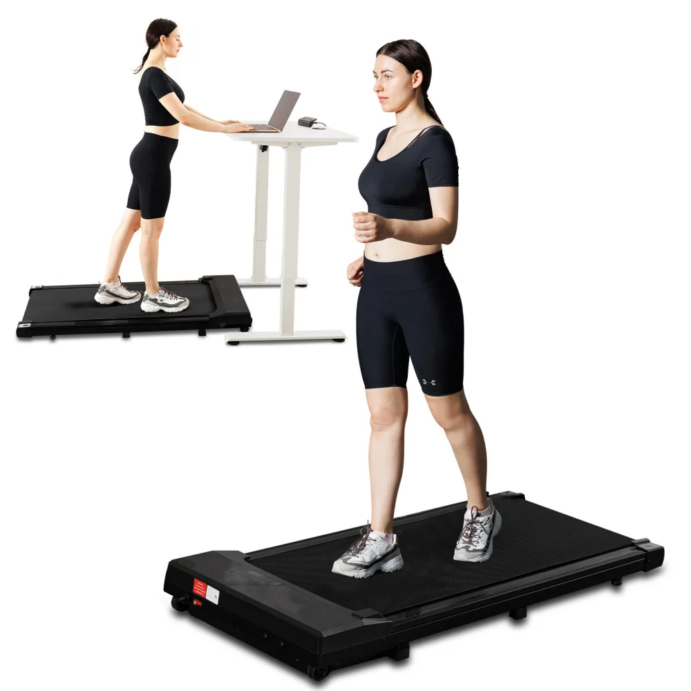 Flat Walker Black Readmill Easy To Move with 3-speed Incline for Home and Gym Use Walking Pad Treadmill Under Desk with Remote