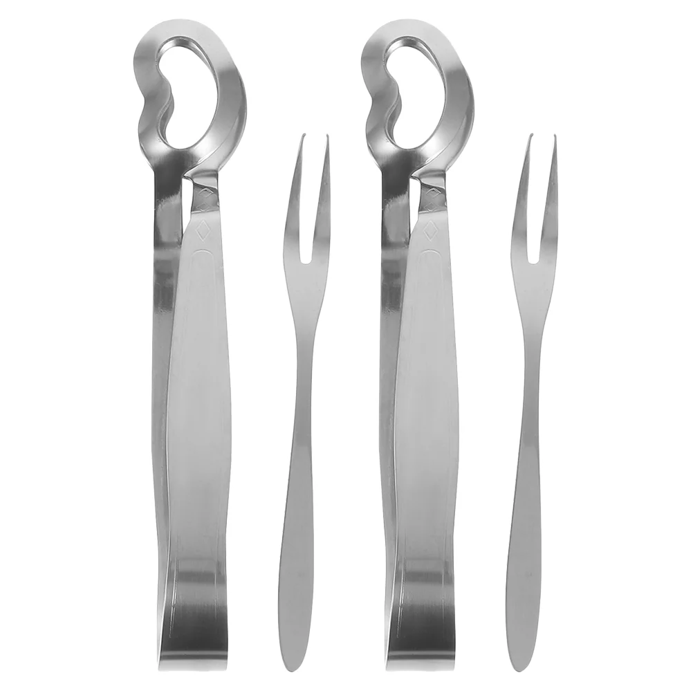 

4 PCS Snail Tableware Set Tongs Stainless Steel Serving Utensils Small Appetizer Clip for Food