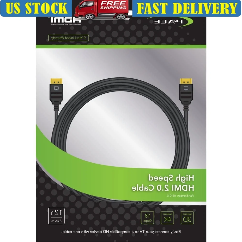 

Высокоскоростной кабель HDMI с рейтингом CL3, 12 футов, профессиональный класс, позолоченные разъемы 18 Гбит/с, настенные, с поддержкой 3D, Ethernet-аудио