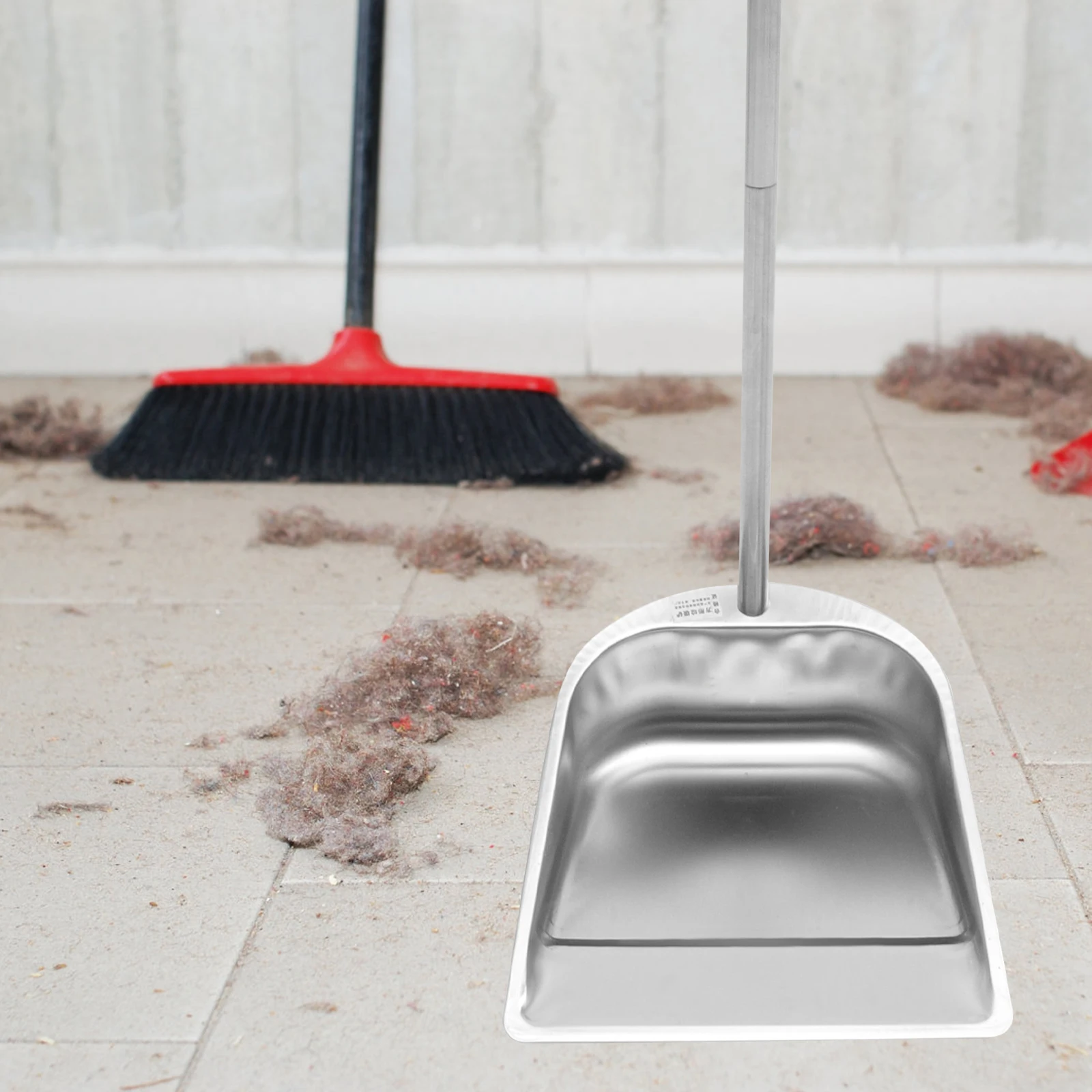 

Trash Shovel Dustpan Stainless Steel Long Handle Heavy Duty Cleaning Supplies Home Office Lightweight Ergonomic Design Large