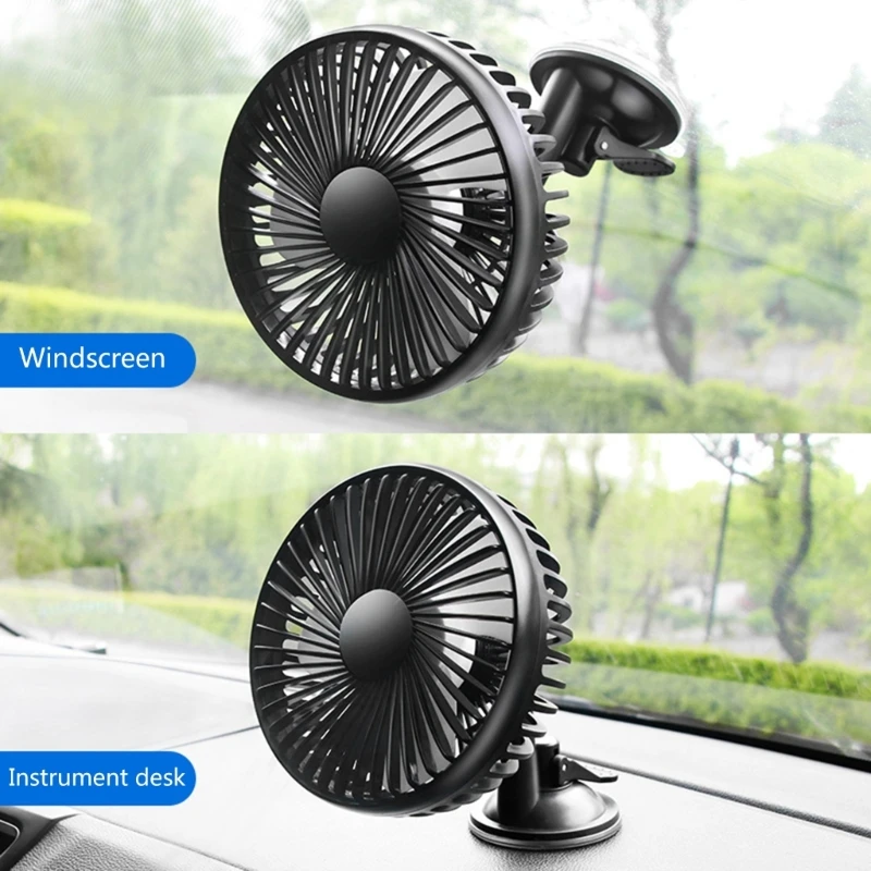 Car Fan 5V/24V/USB Portable Suction Cup Auto Cooler 360 Degree Adjustable Car Dashboard Fan view 3