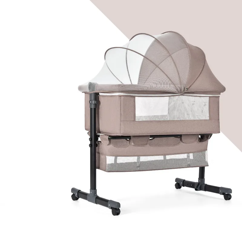 Cribs for newborn babies collapsible small family BB bed portable multifunctional moving small bed splice bed