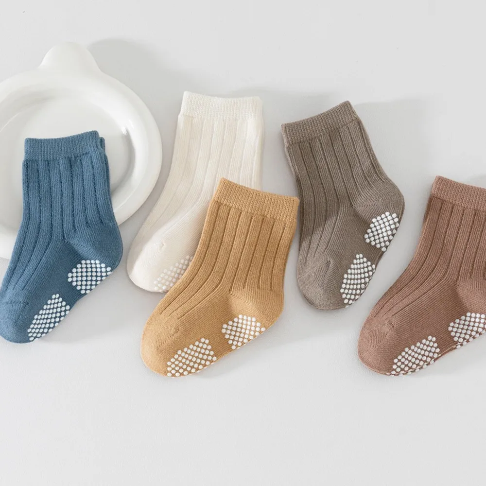 SPRING AND AUTUMN NEW CHILDREN'S SOCKS SOLID-COLOR CLASS A BABY MID-CALF SOCKS anti-slip pure cotton socks newborns sock