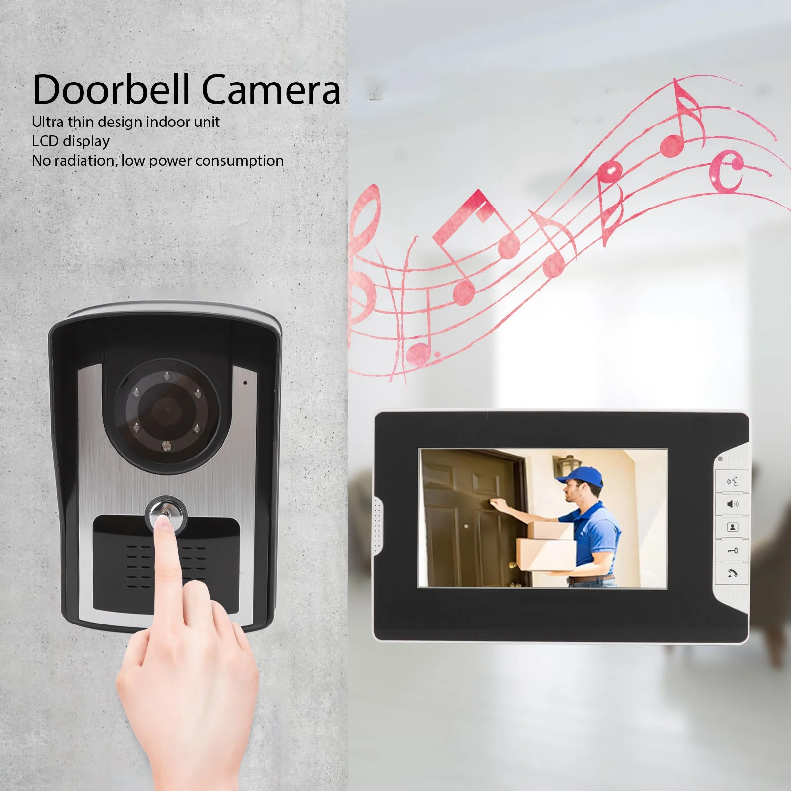 Video Intercom Doorbell Intercom System Visual Doorbell High Definition ABS Aluminum Acrylic Dual Monitor LCD Screen for Home