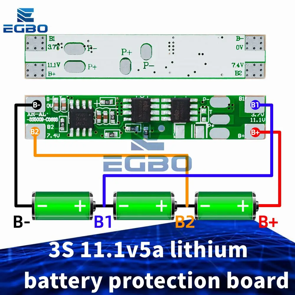 1~20PCS EGBO 3 series 3S 11.1v5a lithium battery protection board street lamp spray accessories 18650 battery