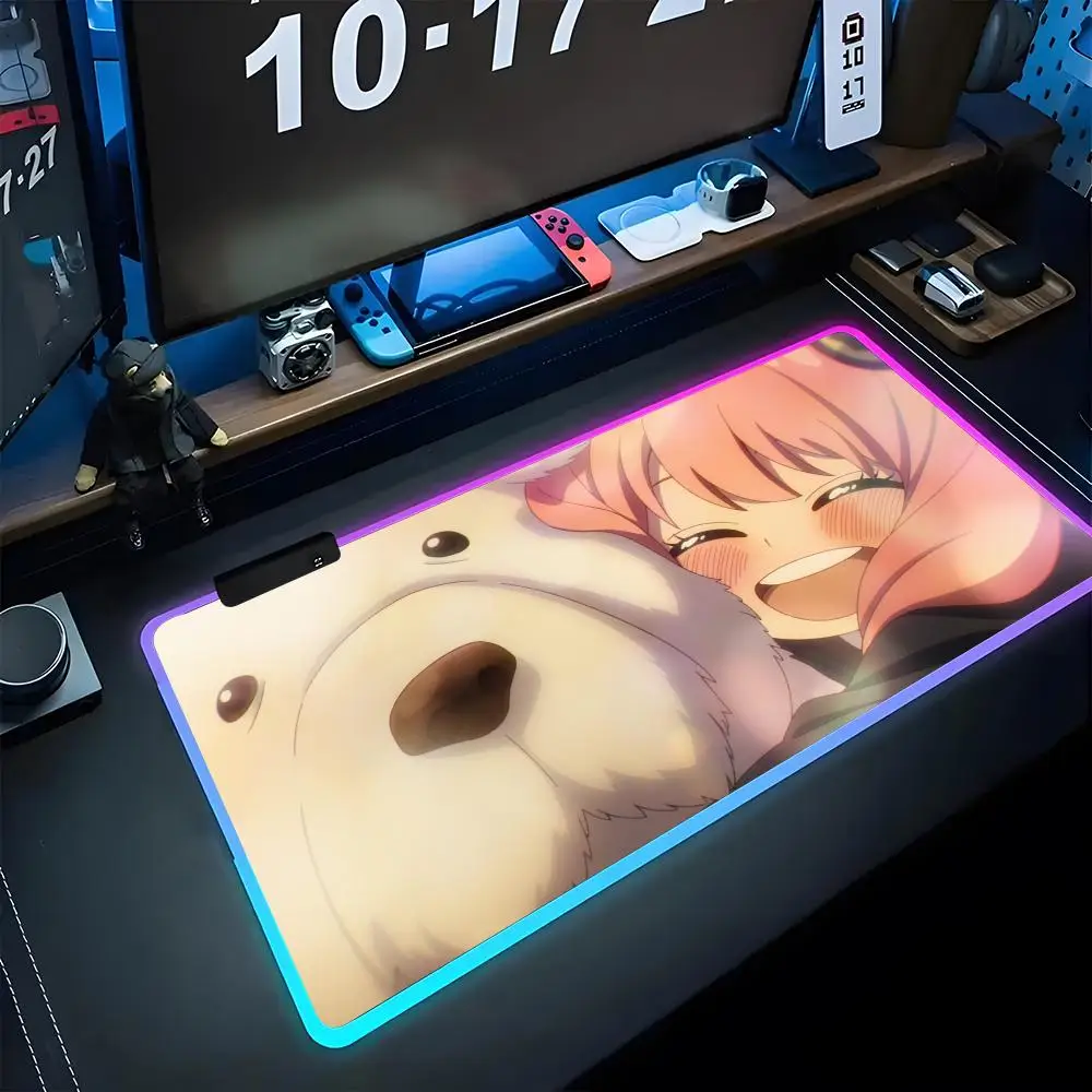 S-spy X Family Mouse Pad Gamer Luminescence Led Mouse Pad Gaming Table Rgb Deskmat Keyboard Pc Mousepad