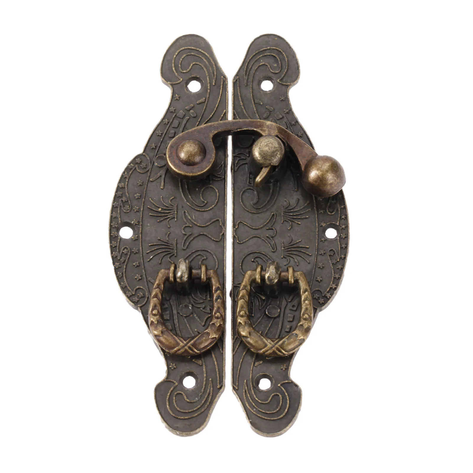 Antique Brass Wooden Case Hasp Vintage Decorative Jewelry Gift Box Suitcase Hasp Latch Hook Furniture Buckle Clasp Lock 90*50mm
