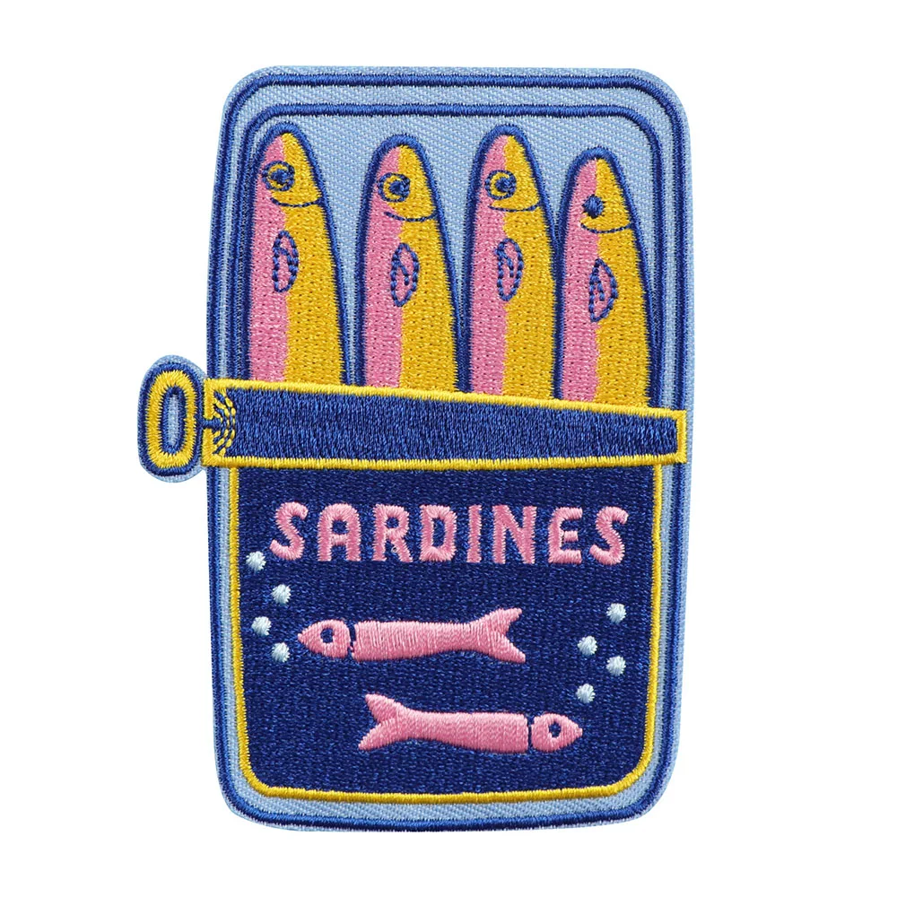 

1pc Embroidered Sardine Can Patch Clothing Decoration Embroidery Cloth Patch Accessory