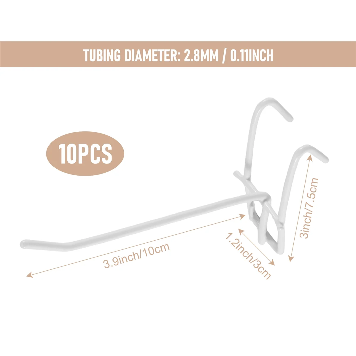 

【Today-Only!】10 Pcs 3.9inch Long White Metal Store Grid Wall Bracket Display Hooks