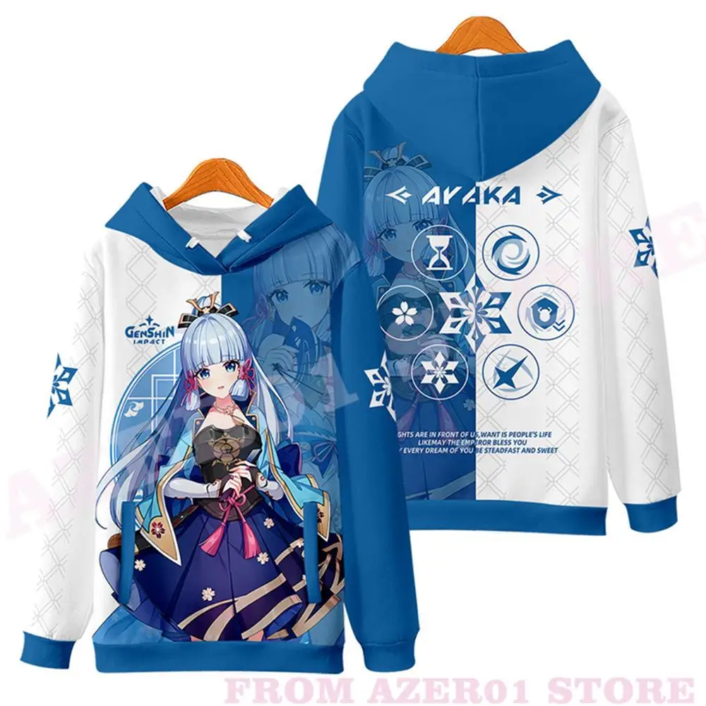 Games Genshin Impact Kamisato Ayaka Inazuma 3D Print Hoodies Fall Winer Suit Hoodies Sportswear Harajuku Women/Men the Hooded