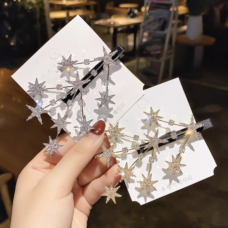 1pc 新合金星空ヘアクリップ、サイド前髪と壊れたヘアクリップ、ダックビルクリップヘッドバンドとヘアアクセサリー