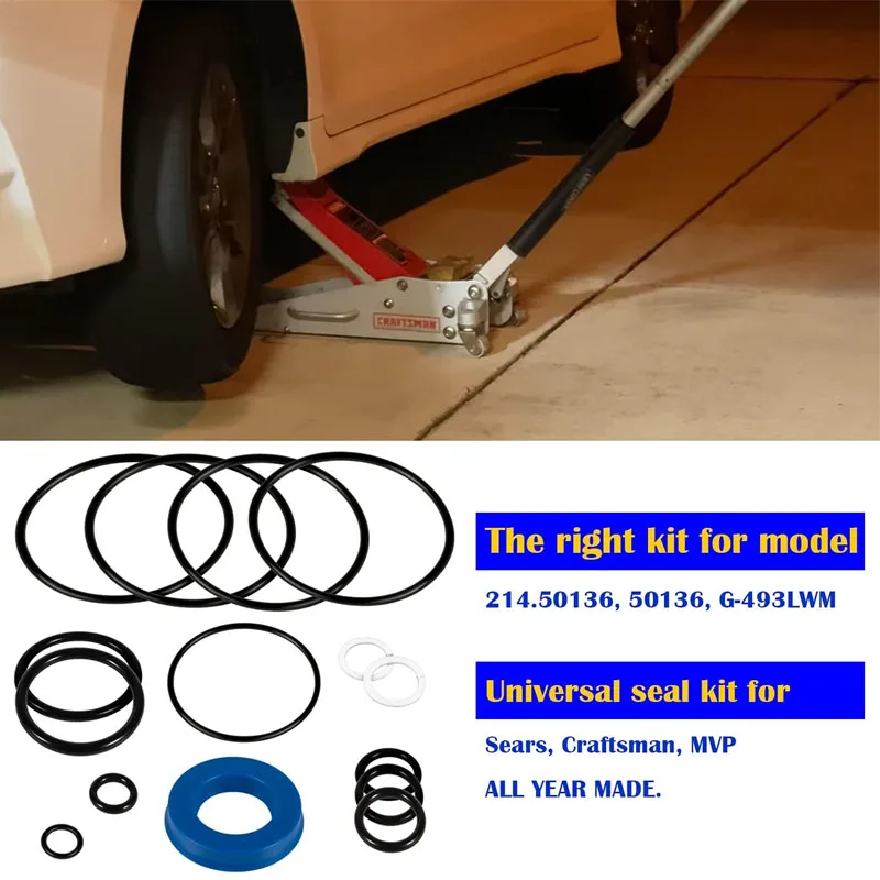 Floor Jack Seal Replacement Kit for Sears, for Craftsman, MVP - 214.50136, 50136, G-493LWM -15 Pcs/Set