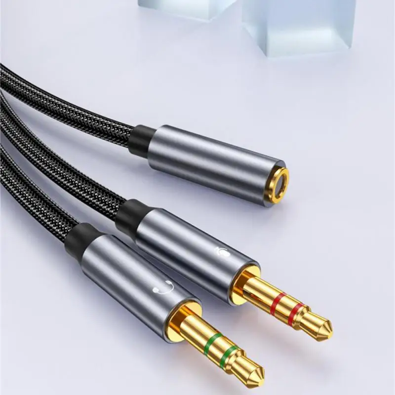 หูฟัง Audio Splitter Cable หญิง 2 ชาย 3.5 มม.แจ็ค Splitter Adapter พร้อมไมโครโฟน Aux Cable สําหรับโทรศัพท์ MP3 Audio AUX
