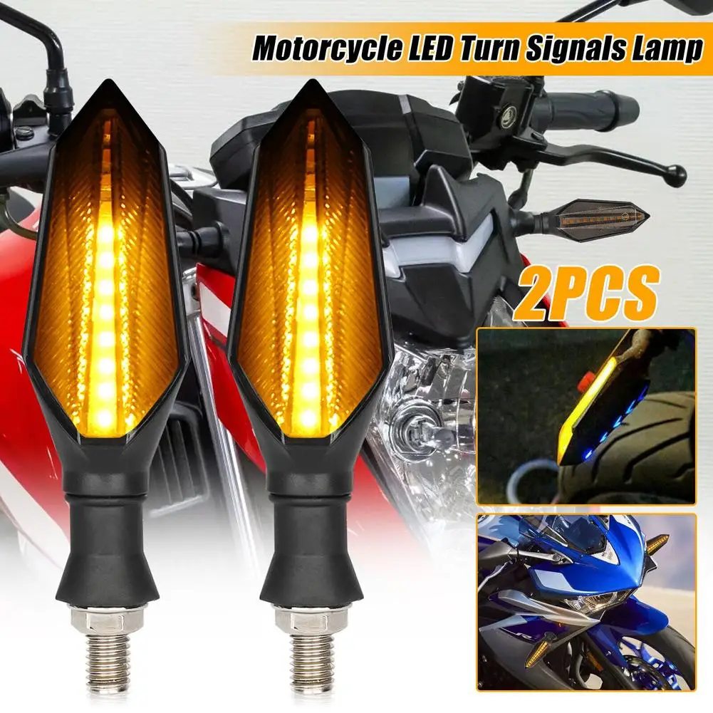 2Pcs Motorcycle Flowing Turn Signal Lights 12V 17LEDs Bulbs Dual Color Sequential Flowing Indicators Lamp