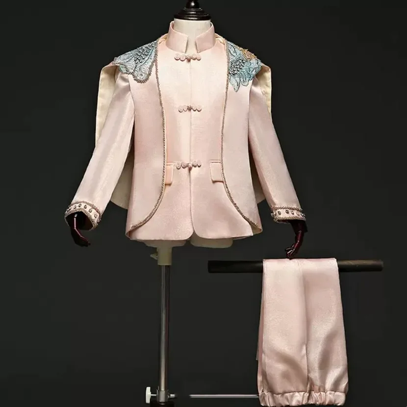 

Fashion Hand Drill Boys' Gentleman Tuxedo Sets Children's Formal Wedding Birthday Party Suits Elegant Clothes