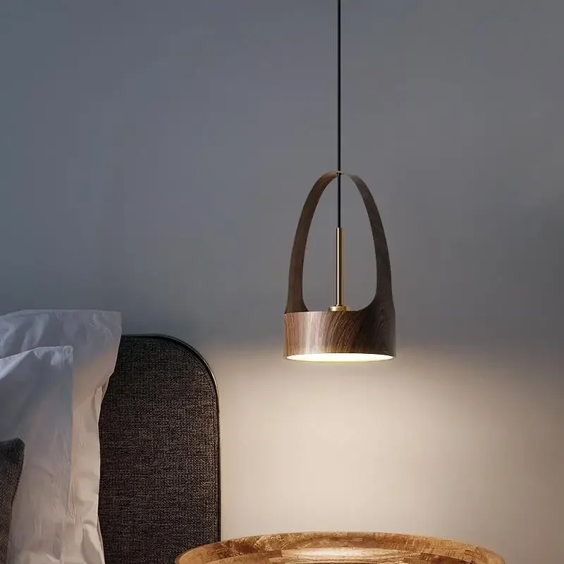 

SANDYHA Art Imitation Wood Grain Pendant Light Lustre Nordic Modern Indoor Bedside Hanging Lamp for Dining Living Room Bedroom