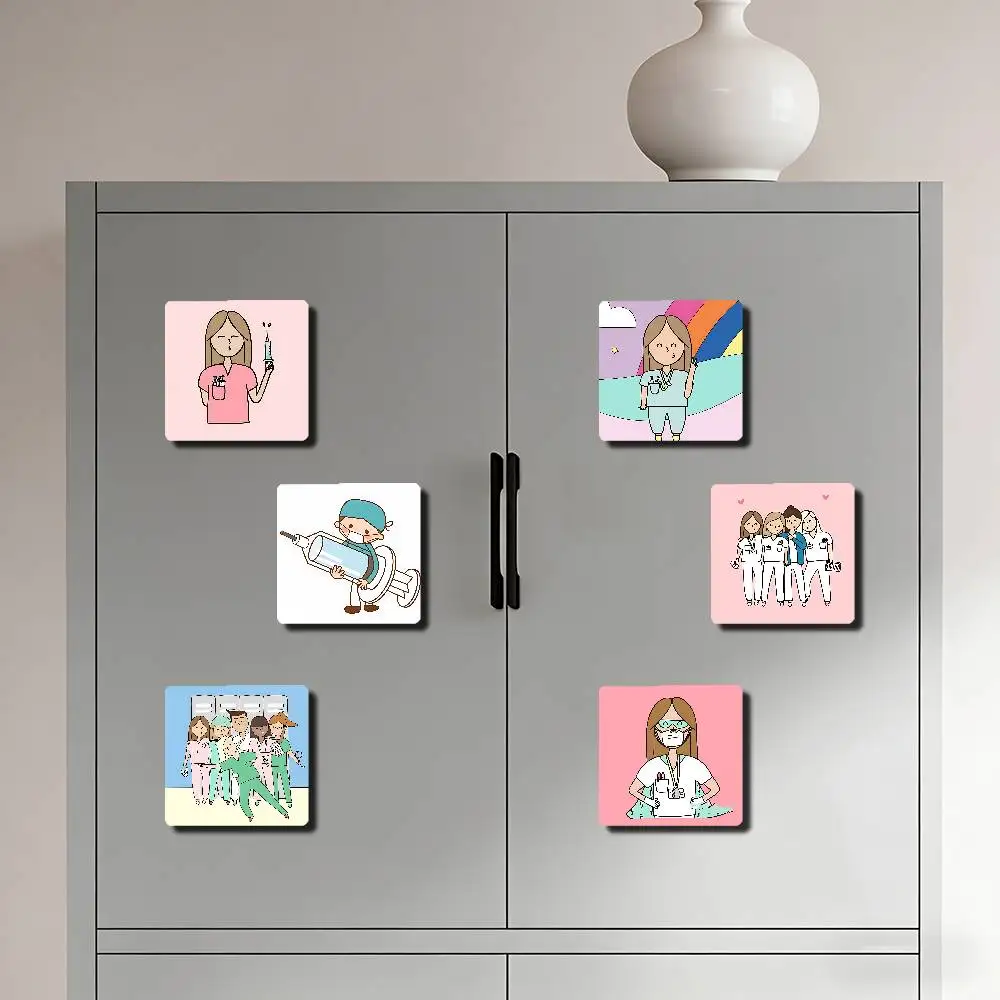 Nurse And Doctor Cute Refrigerator Magnets Magnet Personalized Magnet Square Shape Fridge Refrigerator Wall Door Decoration