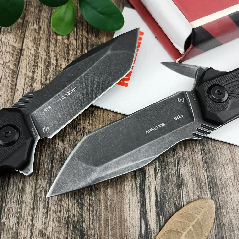 KS 1376 Flipper Knife BlackWashed Tanto Blade Nylon Fiber Handles EDC Folding Knife Outdoor Tactical Survival Military Tool