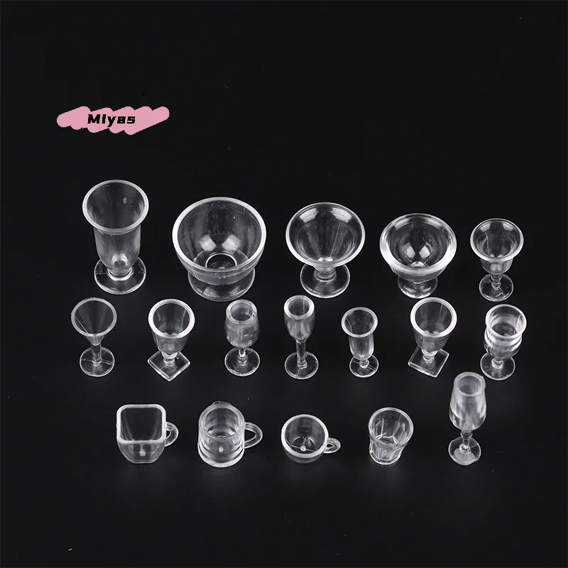 17 قطعة/المجموعة دمية مصغرة الغذاء لعبة الكؤوس محاكاة الآيس كريم مثلجات أكواب عشوائية اكسسوارات المطبخ للدمى