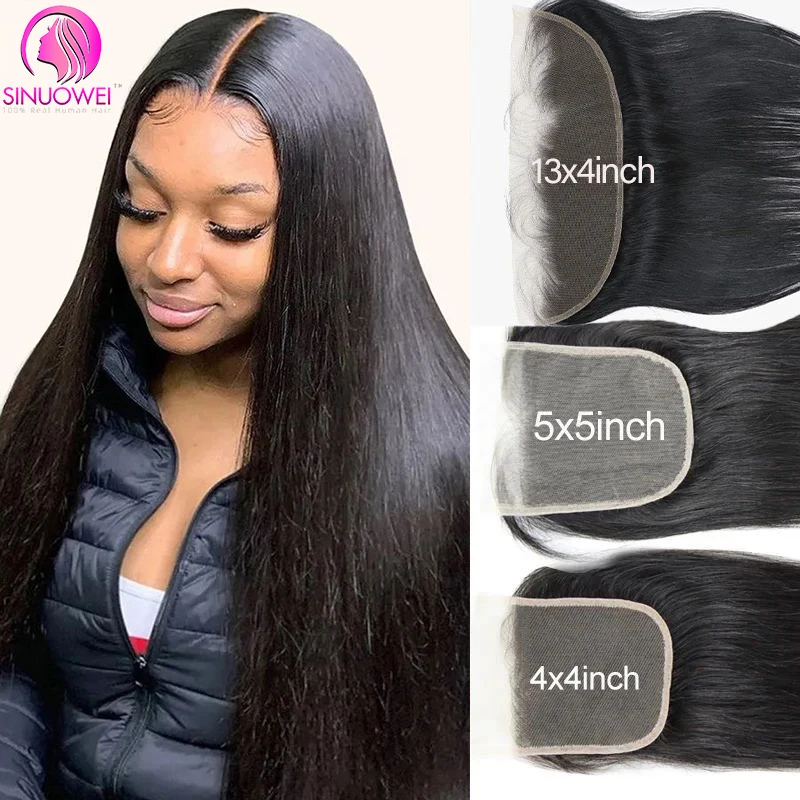 ブラジルの天然かつら,レミー品質の髪,滑らか,事前に摘み取られた,透明なレース,フリーパーツ,5x5, 13x4