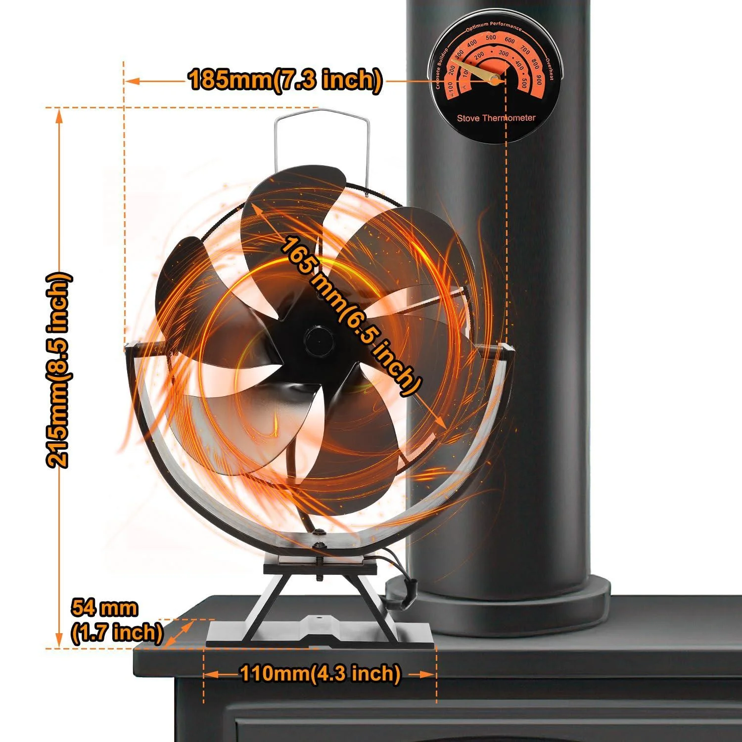 6 Blades Heat Powered Stove Fan Fireplace Fan Log Wood Burner Eco-fan Quiet Fireplace Heater Efficient Heat Distribution 2 IN 1