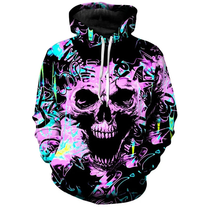 

Autumn Winter Vintage Skull 3D Printing Men's Hooded Sweatshirts Casual Streetwear Unisex Pullovers Fashion Plus Size Clothing