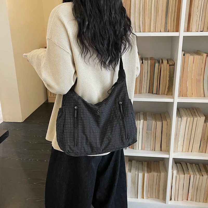 Korean Canvas Women Shoulder Crossbody Bag Harajuku Female Student Messenger Fashion Cloth Handbag for Girl 2026 Bookbag Travel view 3