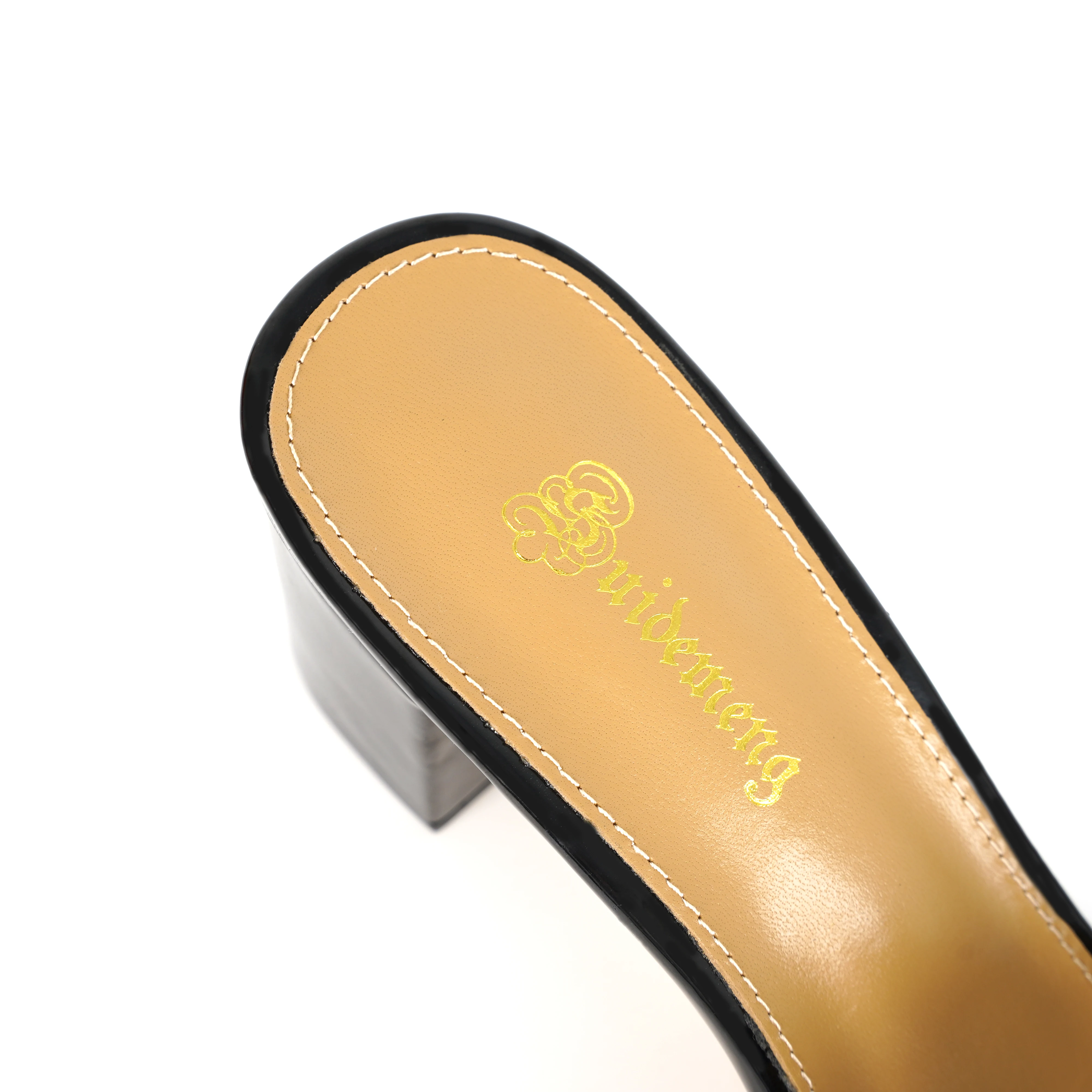 Fashion ladies high heels luxury leather slippers square toe women\'s shoes suitable for party and banquet slippers size 44