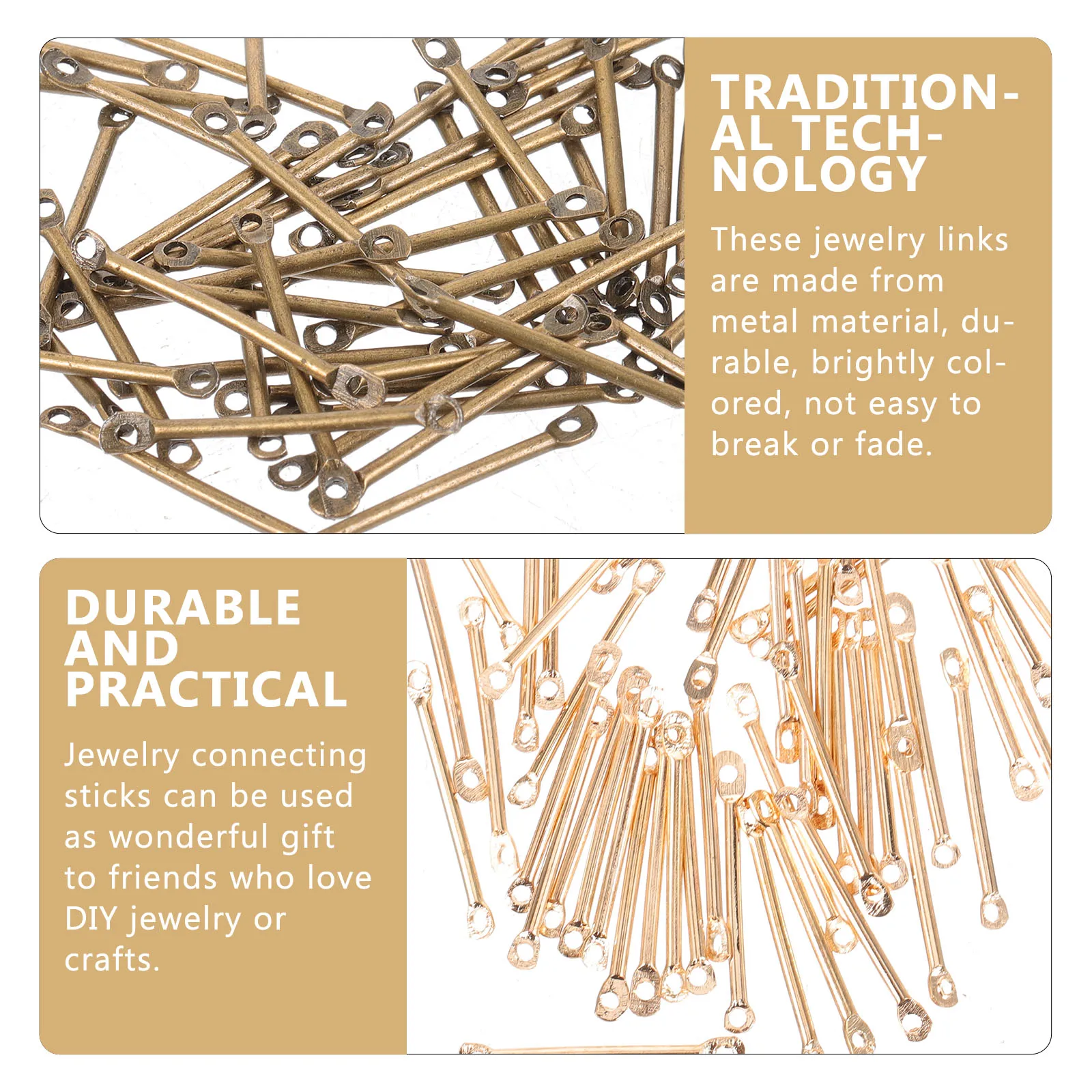 

200 Pcs Earring Connection Stick Necklace Connecting Metal Jewelry Link Charms for Making Diy Connector Bracelet Bead