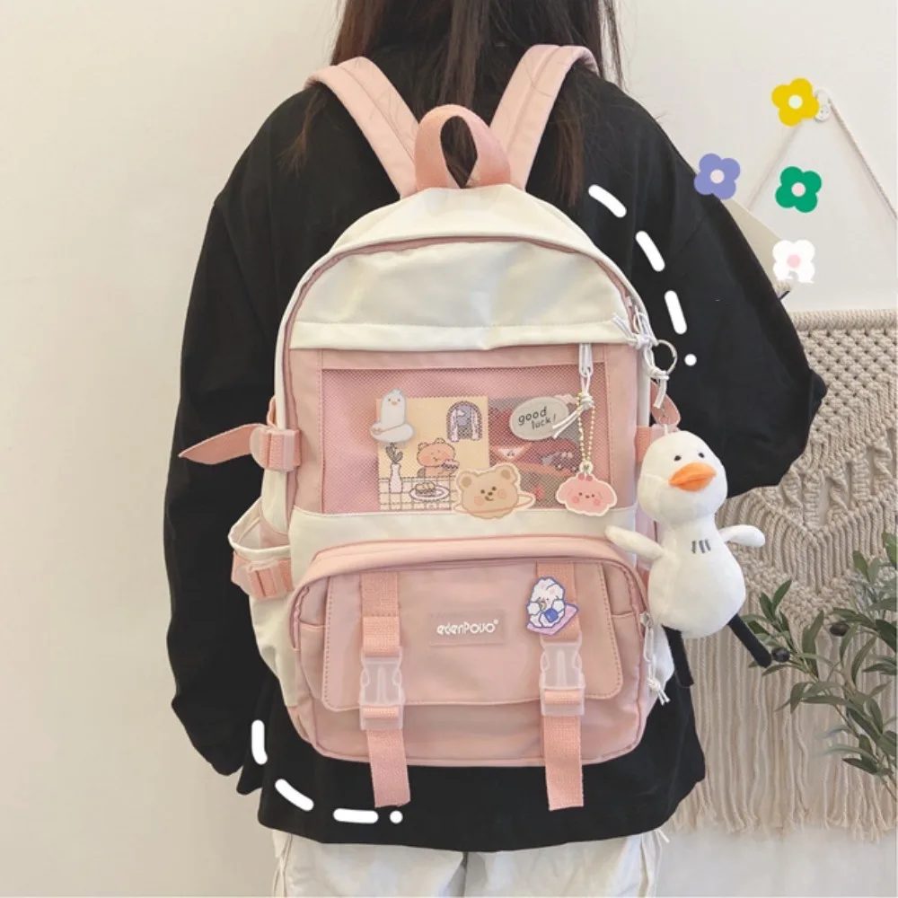 

Simple Nylon Canvas Schoolbag Harajuku College Style Large Capacity Backpack Shoulders Bag Korean Style School Bag Student