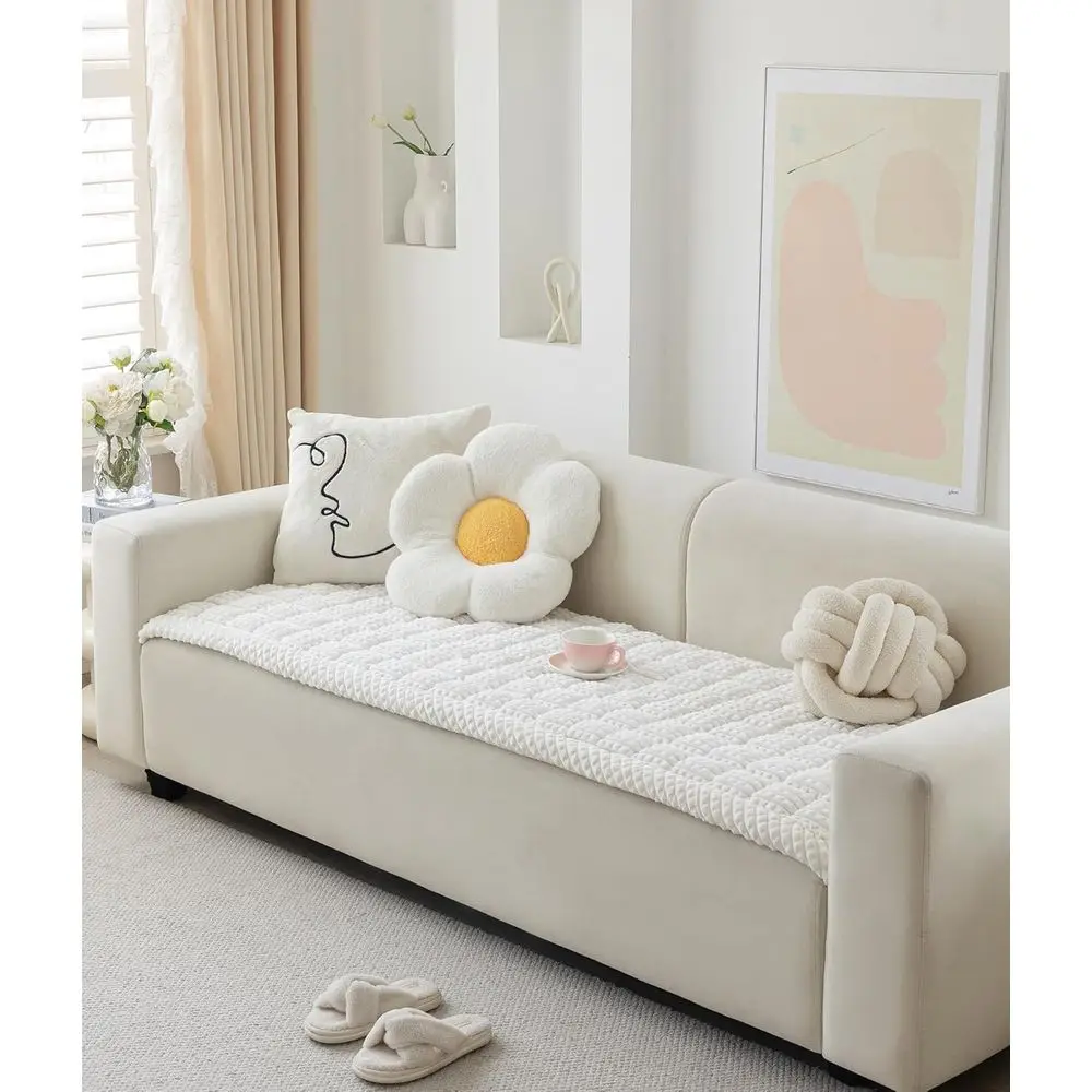 غطاء أريكة للكلاب غامض قابل للغسل، واقي أريكة ثلاثي الوسائد صديق للحيوانات الأليفة، بطانية مضادة للانزلاق (أبيض، 27.6 × 20.7 بوصة) #6