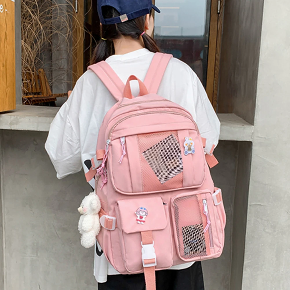 

Школьный рюкзак, повседневный рюкзак, дорожный рюкзак, милый эстетический рюкзак, большая вместительная студенческая сумка для книг с несколькими карманами для подарка