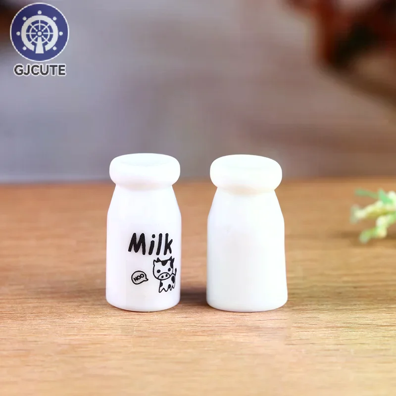 5Pcs 1:12 1:6 Dollhouse Miniature Milk Bottle Model Toys Decoration Accessories Dolls Kitchen Food