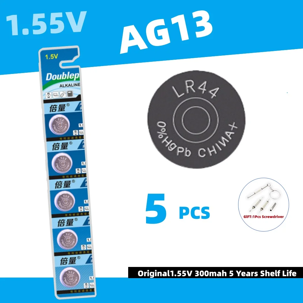 2-50 stuks Doublepow LR44 Batterijen L1154F AG13 SR44 A76 Premium Alkaline Batterij 1.5V Knoopcelbatterij voor Rekenmachine