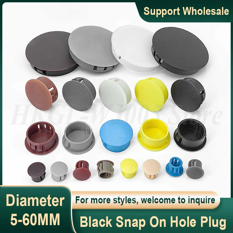 

Black Snap On Hole Plug Cap Pipe Wall Cable Cover Screw Hole Cover Furniture Desk Holes Caps Round Plastic Hole Cover Dia 5-60mm