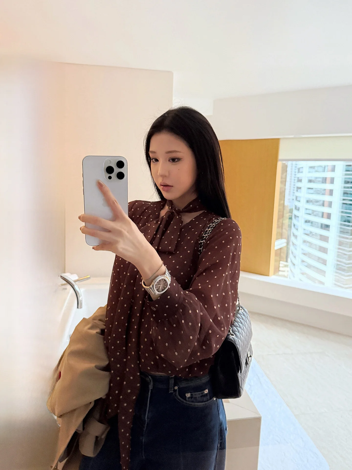 

Женское платье Ele Polka Dot с V-образным вырезом, длинными рукавами, свободного кроя, с бантом, для ранней осени, модное и элегантное.